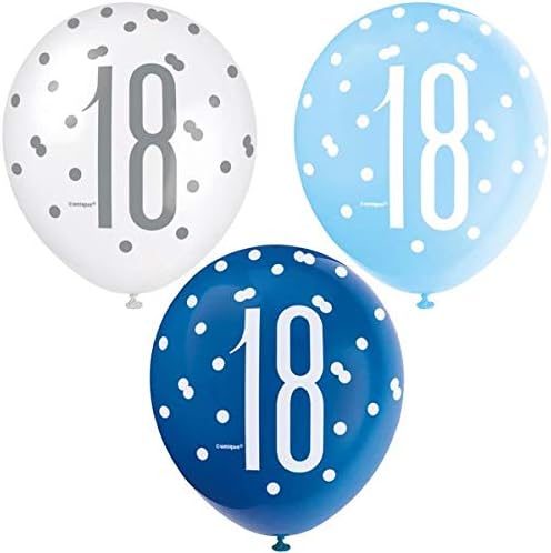 ייחודי 83396 פולקה נקודות בלוני לטקס יום הולדת ה -18, 12& 34; / מגוון | 6 יח', כחול, גיל 18